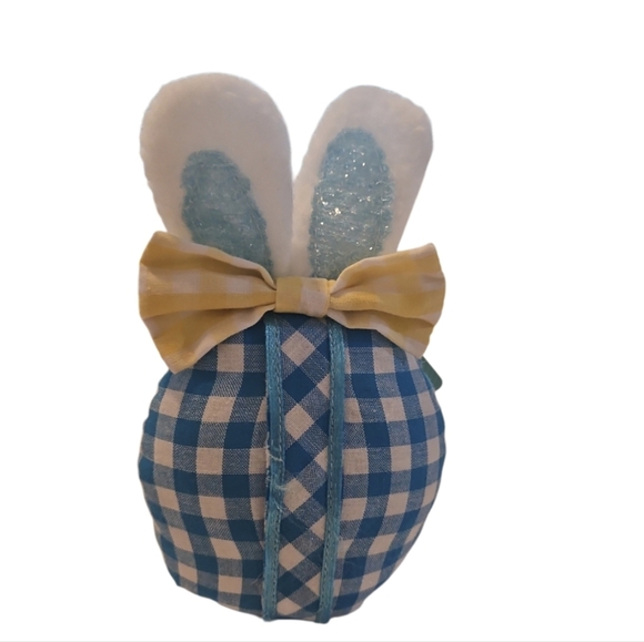 Wicker Basket with Blue Lining 4pc Set Crochet Coasters Spring colors Fabric Egg - Picture 13 of 17